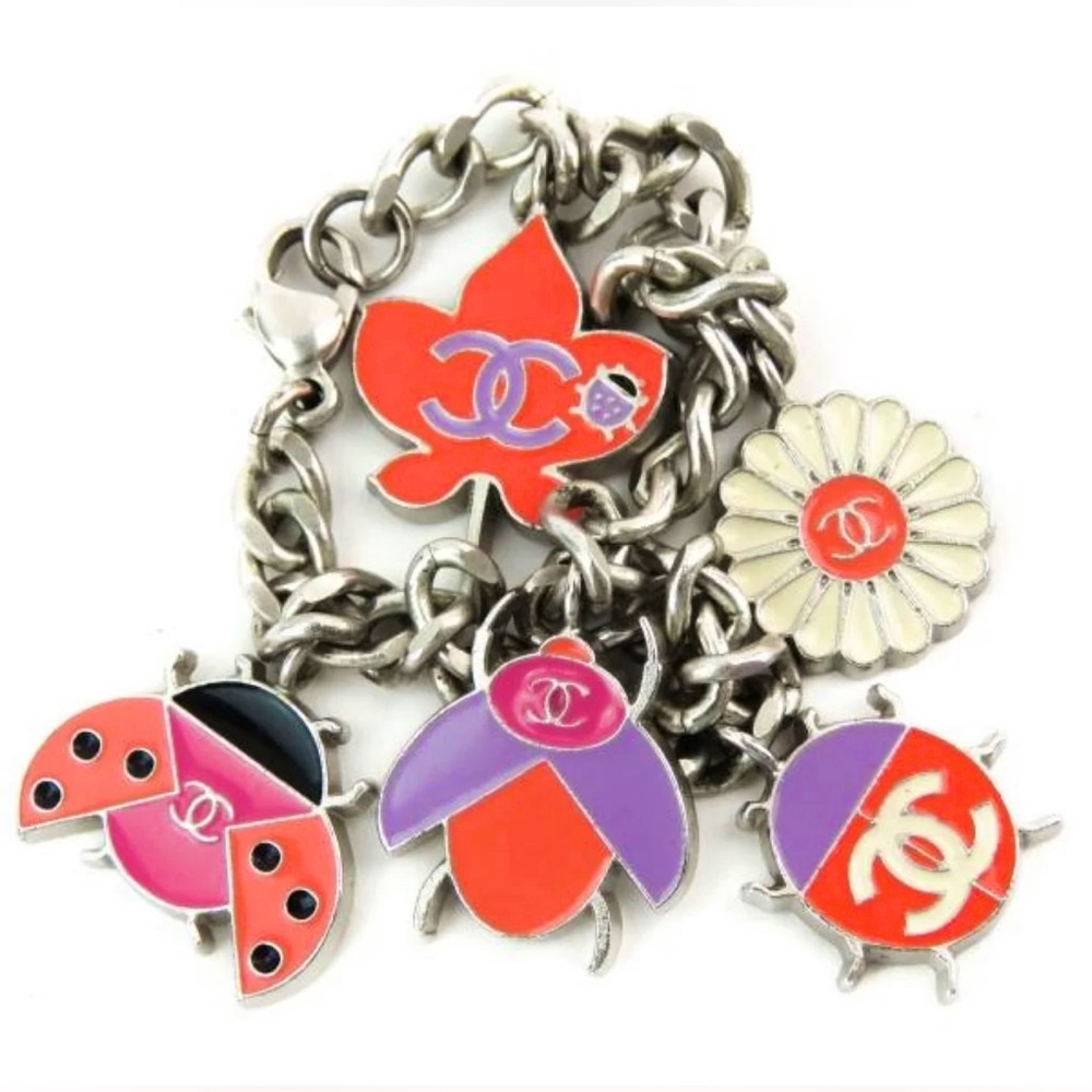 CHANEL Charm Bracelet Vintage Rare Ladybug Charm Bracelet Chanel Jewelry
